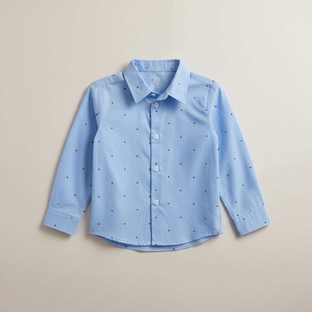 Wonder Nation Boys Light Blue Star Print Long Sleeve Button Down Shirt Size 30 t